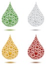 different color water drops creating big drop Royalty Free Stock Photo