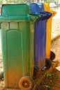 Different Colored Bins For Collection Of Recycle Materials. Royalty Free Stock Photo