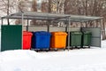 Different Colored Bins For Collection Of Recycle Materials Royalty Free Stock Photo