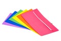 Different colored envelopes on a white