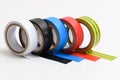 different colored insulating tapes on white background Royalty Free Stock Photo