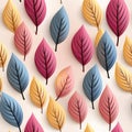 Different colored leaf on paper background (tiled) Royalty Free Stock Photo