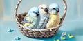 different colored parrots, budgerigars - generative ai illustration Royalty Free Stock Photo