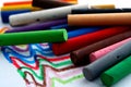 Different Colored Pastels or coloring materials Royalty Free Stock Photo