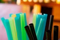 Different colored plastic straw in close up Royalty Free Stock Photo