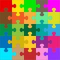 Different Colored 25 Puzzle Pieces - JigSaw