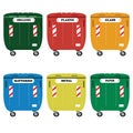 Different colored recycle waste bins illustration.Colored waste bins with trash Royalty Free Stock Photo