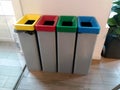 Different colored recycle waste bins Royalty Free Stock Photo