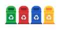 Different colored recycle waste bins vector illustration, Waste types segregation recycling. Royalty Free Stock Photo