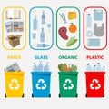 Different colored recycle waste bins vector illustration Royalty Free Stock Photo