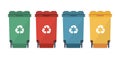 Different colored recycle waste bins vector illustration, Waste types segregation recycling. Royalty Free Stock Photo