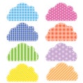 Different colored speech bubbles in clouds style.