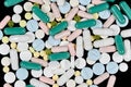 Different colored tablets and medicines Royalty Free Stock Photo