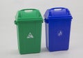 Different colored trash bins for collecting various type of garbage isolated Royalty Free Stock Photo