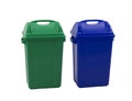 Different colored trash bins for collecting various type of garbage isolated Royalty Free Stock Photo