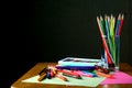 Different Colorful Art and Writing Materials Royalty Free Stock Photo