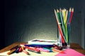Different Colorful Art and Writing Materials Royalty Free Stock Photo