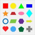 Different colorful geometric shapes for children, fun education game for kids, preschool activity, set of stickers Royalty Free Stock Photo