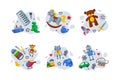 Different Colorful Kids Toy from Nursery Vector Composition Set