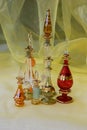 Different colorful oriental perfume flacons