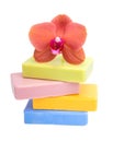 Different colorful piece of soap isolated on the white Royalty Free Stock Photo