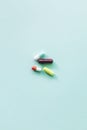 Different colorful pills with copy space Royalty Free Stock Photo