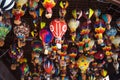 Different colorful souvenirs of air balloons in Cappadocia