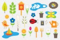 Different colorful spring and garden pictures for children, fun education game for kids, preschool activity, set of stickers, Royalty Free Stock Photo