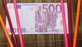 different colors on a background of 500 euro Royalty Free Stock Photo