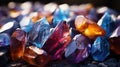 Different Colors of Beautiful Crystal Polished Gemstones Selective Focus Background