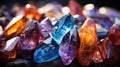 Different Colors of Beautiful Crystal Polished Gemstones Selective Focus Background