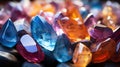 Different Colors of Beautiful Crystal Polished Gemstones Selective Focus Background