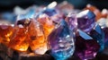 Different Colors of Beautiful Crystal Polished Gemstones Selective Focus Background