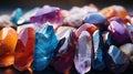 Different Colors of Beautiful Crystal Polished Gemstones Selective Focus Background