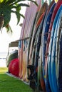 Kayaks for rent near a beach Royalty Free Stock Photo