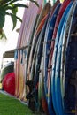 Kayaks for rent near a beach Royalty Free Stock Photo