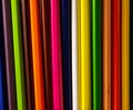 Different colors of pencils, in a straight line pattern. Royalty Free Stock Photo