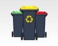 Different colors recycle bins isolated on white background. Flat style. Vector. Royalty Free Stock Photo