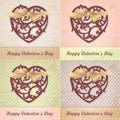 Different colors set of vintage Valentines card