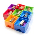 Different colors of sharpener isolated Royalty Free Stock Photo