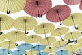 Different colors umbrellas background Royalty Free Stock Photo