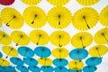 Different colors umbrellas background Royalty Free Stock Photo