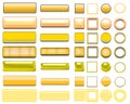 Different colors of yellow buttons and Icons for web design