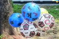 Different colour ball displayed in local fair hanging with a rope