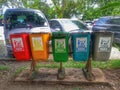 Different colour of trash bin