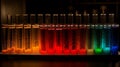 Different coloured Test tubes filled with chemicals sample for experimental in chemistry science laboratory. Glassware in medical Royalty Free Stock Photo