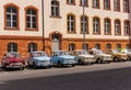 Different colours old trabant cars Royalty Free Stock Photo