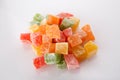 Different colours Turkish delight on white background