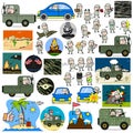 Different Comic Army Man Characters - Set of Concepts Vector illustrations
