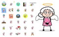 Different Comic Old Granny Character - Set of Concepts Vector illustrations